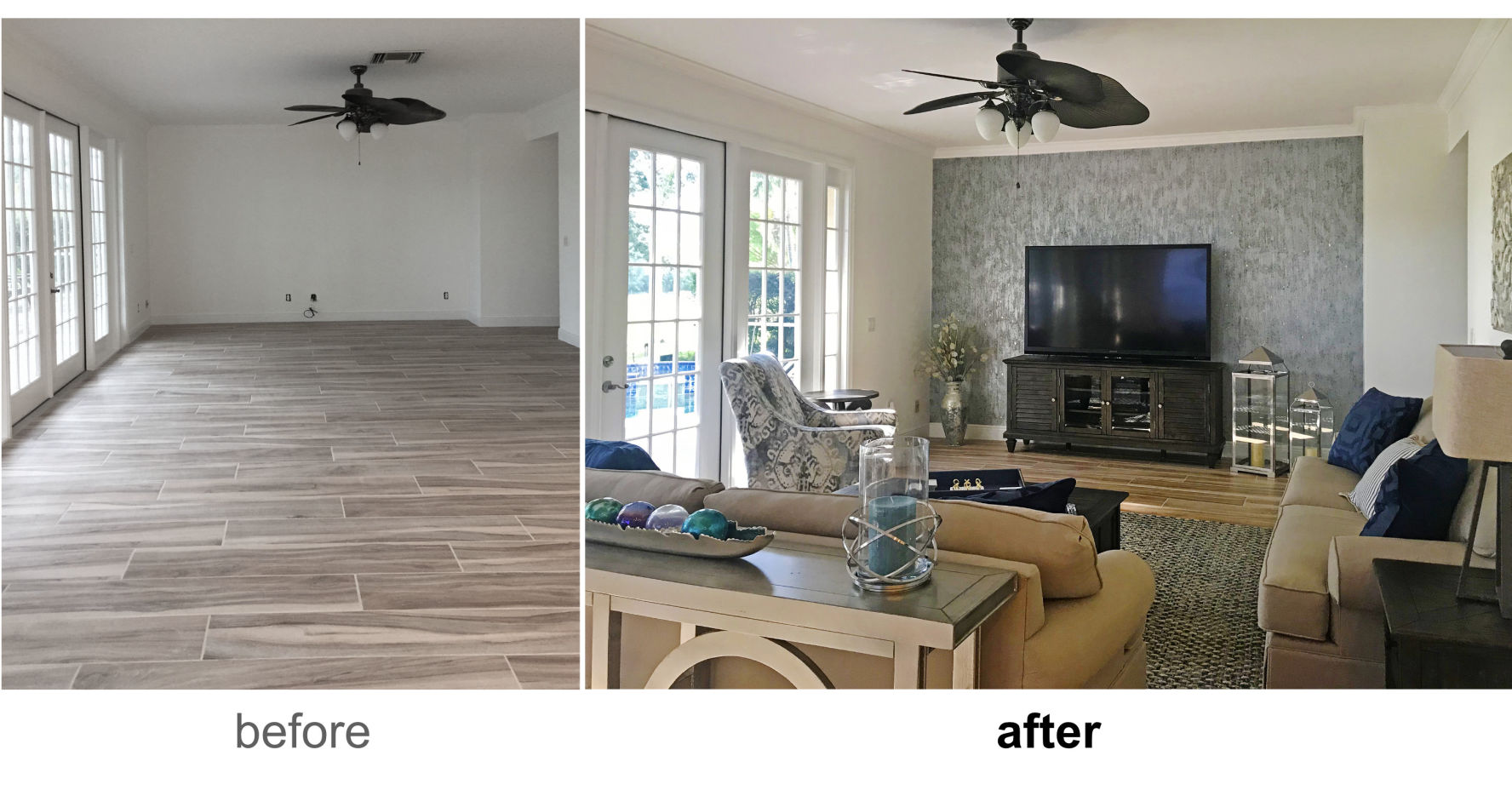 before after of Family room in Naples