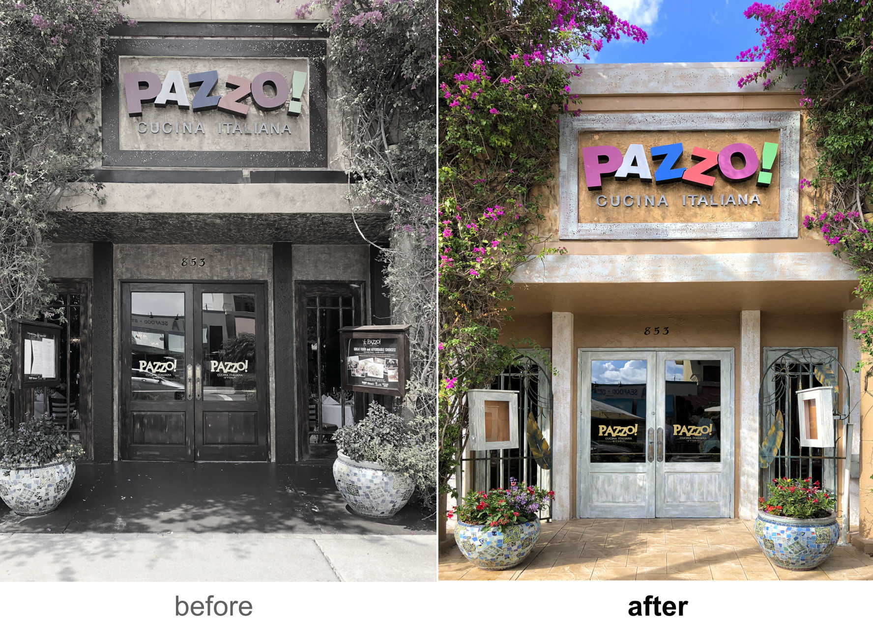 before after of PAZZO restaurant 
